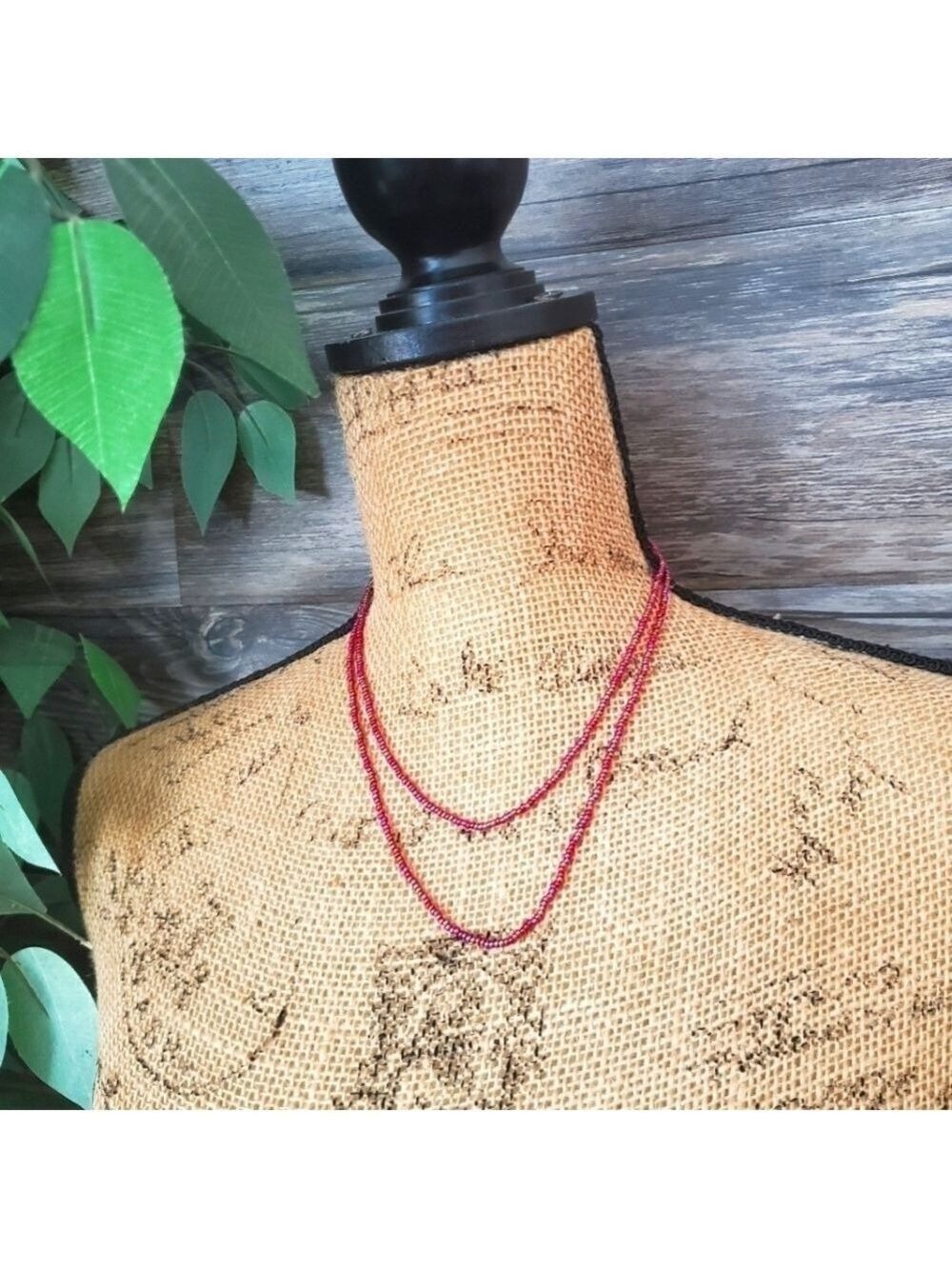 Iridescent Fuchsia Pink Beaded Necklace Long 💗